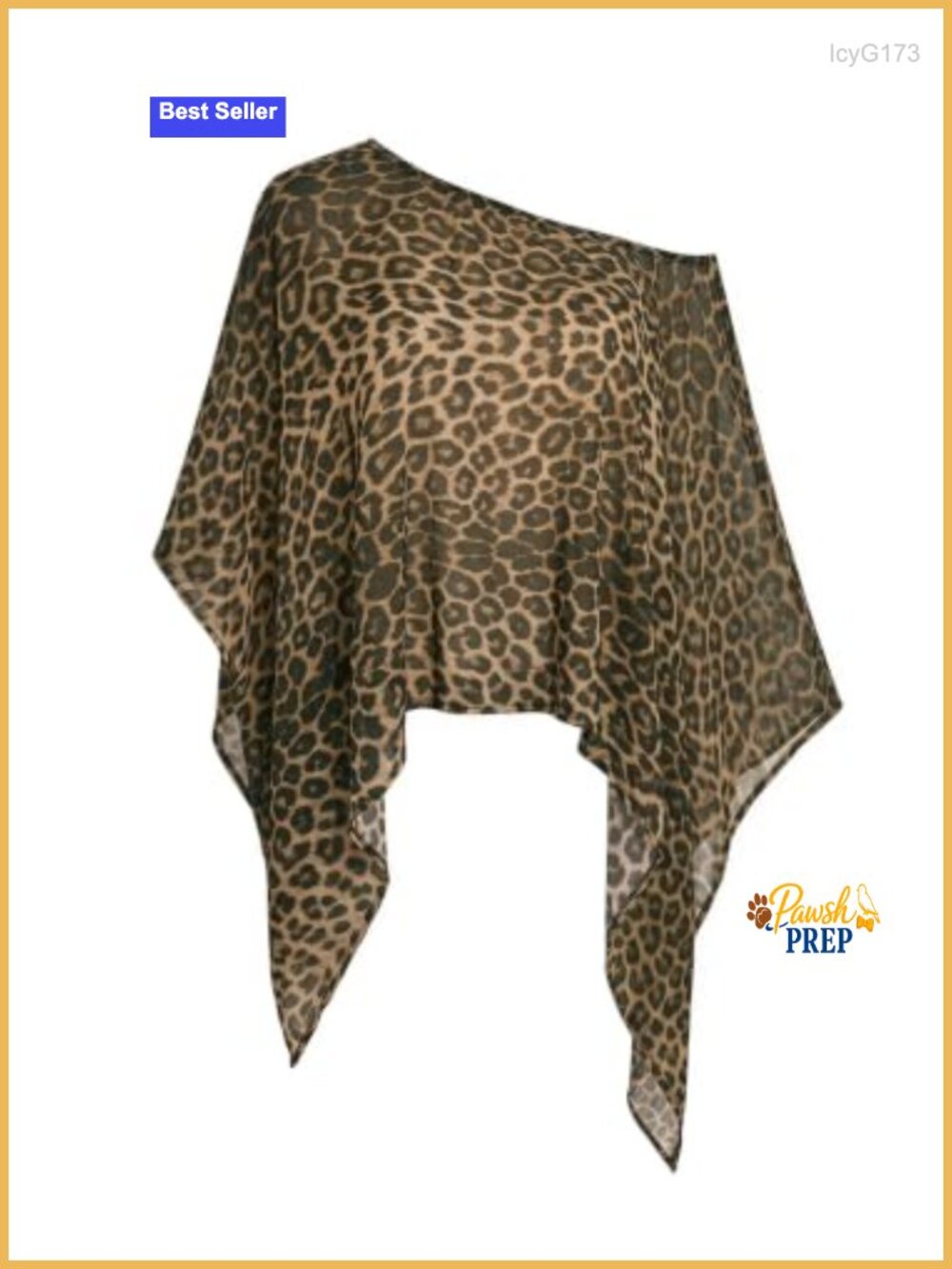 Off Shoulder Poncho Top Leopard Going Out Y2K Tee